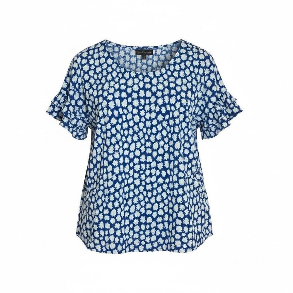 Lane Bryant NWT Starburst Short Flutter Sleeve Blouse Top Blue White Size 20